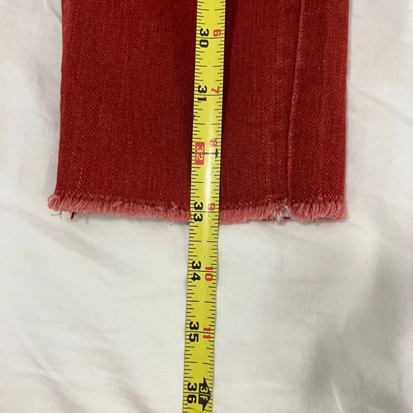 Ann Taylor Women’s 8 Petite Skinny Jeans Red Raw Hem High Waist Casual Valentine - Picture 7 of 10